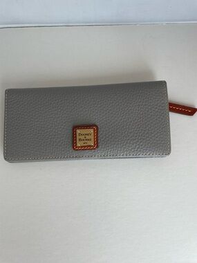Dooney & Bourke Slim Wallet Pebble Grain Gray Leather